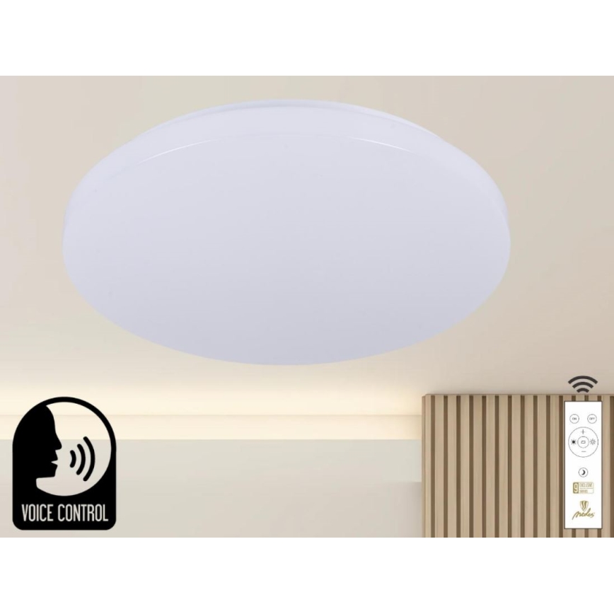 LED Stmívatelné stropní svítidlo s hlasovým ovládáním OPAL LED/48W/230V 2700-6500K bílá + dálkové ovládání