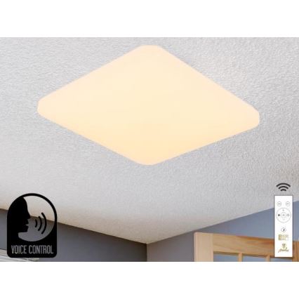 LED Stmívatelné stropní svítidlo s hlasovým ovládáním OPAL LED/48W/230V 2700-6500K bílá + dálkové ovládání