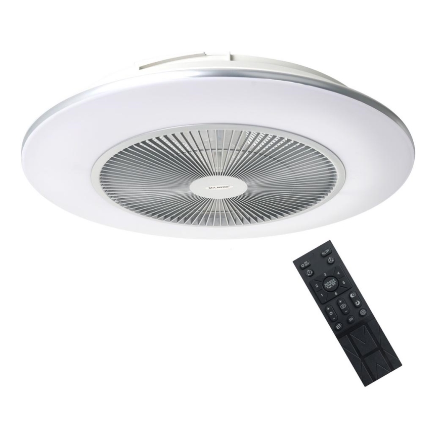 LED Stmívatelné stropní svítidlo s ventilátorem ARIA LED/38W/230V 3000-6000K stříbrná + dálkové ovládání