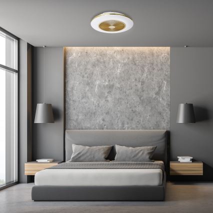 LED Stmívatelné stropní svítidlo s ventilátorem ARIA LED/38W/230V 3000-6000K zlatá + dálkové ovládání