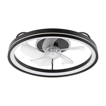 LED Stmívatelné stropní svítidlo s ventilátorem FARGO LED/37W/230V černá + dálkové ovládání