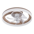 LED Stmívatelné stropní svítidlo s ventilátorem LED/40W/230V 3000-6500K pr. 50 cm hnědá/bílá + dálkové ovládání