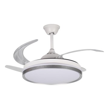 LED Stmívatelné stropní svítidlo s ventilátorem PLAVE LED/36W/230V 3000-6500K stříbrná/bílá + dálkové ovládání