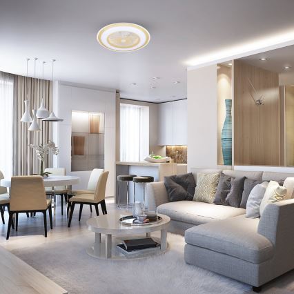 LED Stmívatelné stropní svítidlo s ventilátorem ZEPHYR LED/48W/230V 3000-6000K zlatá + dálkové ovládání