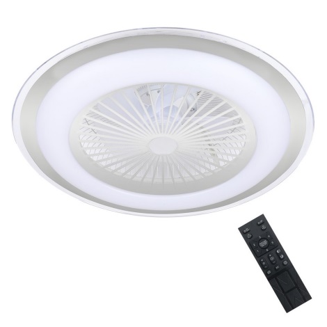 LED Stmívatelné stropní svítidlo s ventilátorem ZONDA LED/48W/230V 3000-6000K stříbrná + dálkové ovládání