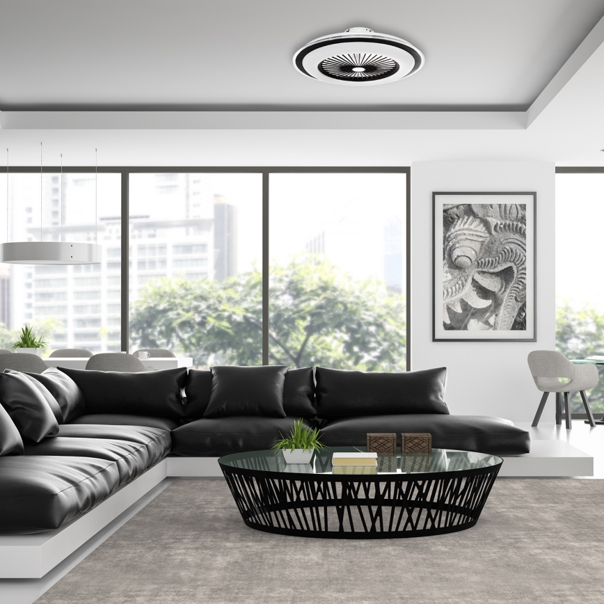 LED Stmívatelné stropní svítidlo s ventilátorem ZONDA LED/48W/230V 3000-6000K černá + dálkové ovládání