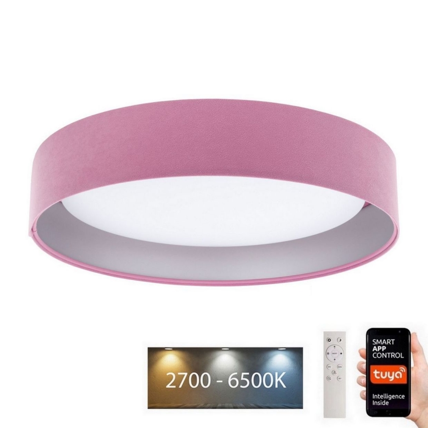 LED Stmívatelné stropní svítidlo SMART GALAXY LED/24W/230V pr. 45 cm 2700-6500K Wi-Fi Tuya růžová/stříbrná + dálkové ovládání