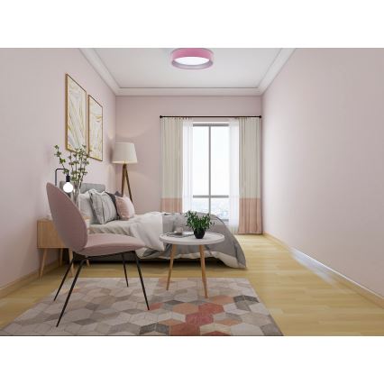 LED Stmívatelné stropní svítidlo SMART GALAXY LED/24W/230V pr. 44 cm růžová/stříbrná 3000-6500K + dálkové ovládání