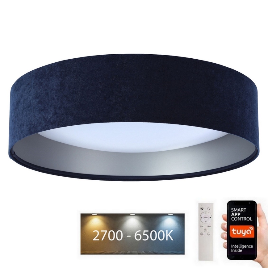 LED Stmívatelné stropní svítidlo SMART GALAXY LED/36W/230V pr. 55 cm 2700-6500K Wi-Fi Tuya modrá/stříbrná + dálkové ovládání