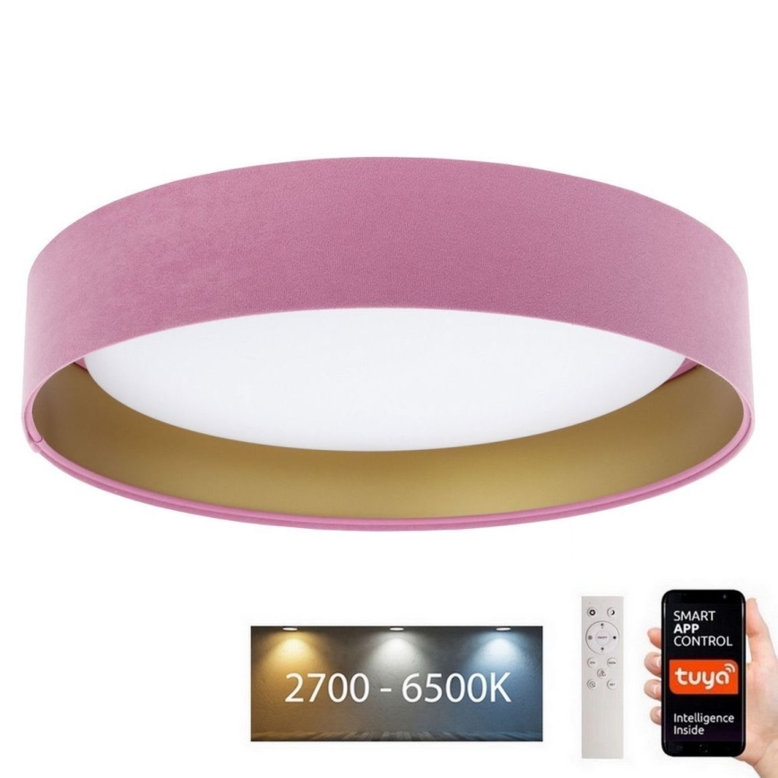 LED Stmívatelné stropní svítidlo SMART GALAXY LED/36W/230V pr. 55 cm 2700-6500K Wi-Fi Tuya růžová/zlatá+ dálkové ovládání