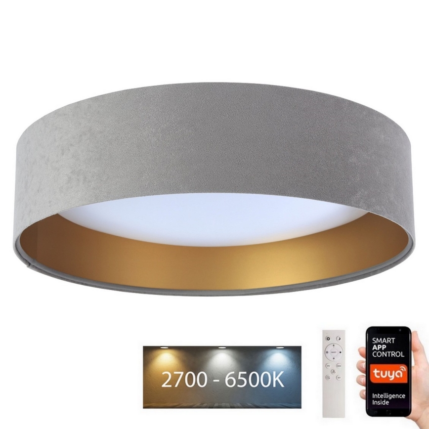 LED Stmívatelné stropní svítidlo SMART GALAXY LED/36W/230V pr. 55 cm 2700-6500K Wi-Fi Tuya šedá/zlatá + dálkové ovládání