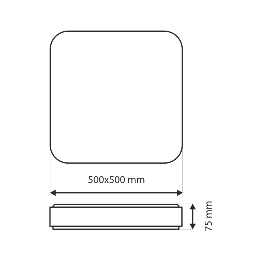 LED Stmívatelné stropní svítidlo UNA LED/60W/230V 2700-6500K 50x50 cm + dálkové ovládání