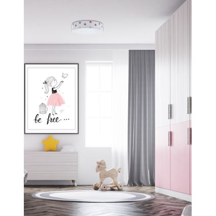 LED Stmívatelné dětské stropní svítidlo SMART GALAXY KIDS LED/24W/230V 3000-6500K hvězdičky bílá/růžová/šedá + dálkové ovládání