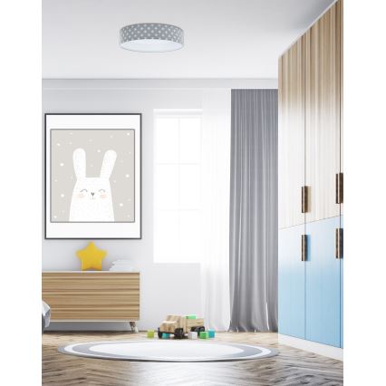 LED Stmívatelné dětské stropní svítidlo SMART GALAXY KIDS LED/24W/230V 3000-6500K hvězdičky šedá/bílá + dálkové ovládání