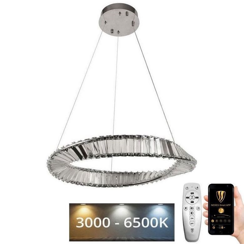 LED Stmívatelný křišťálový lustr na lanku LED/40W/230V 3000-6500K + dálkové ovládání