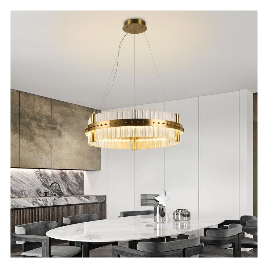 LED Stmívatelný křišťálový lustr na lanku LED/40W/230V 3000-6500K + dálkové ovládání