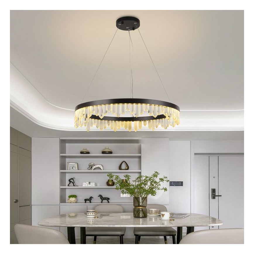 LED Stmívatelný křišťálový lustr na lanku LED/40W/230V 3000-6500K + dálkové ovládání