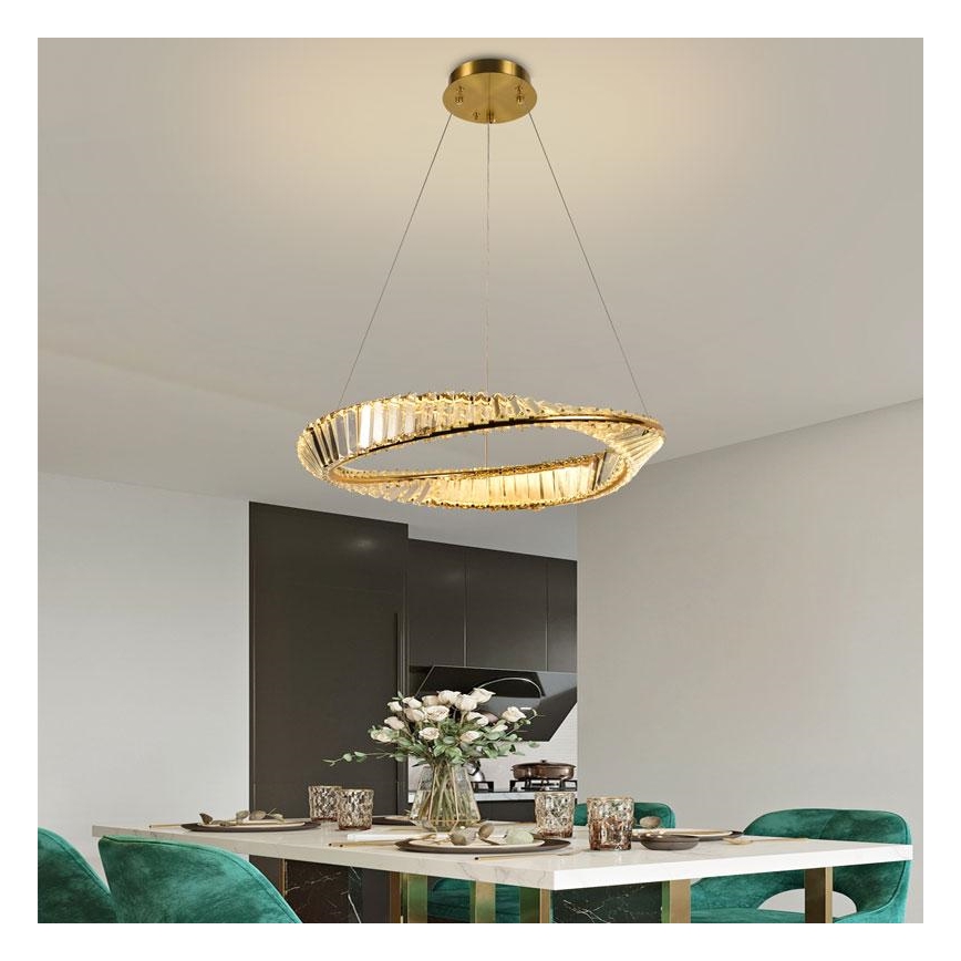 LED Stmívatelný křišťálový lustr na lanku LED/40W/230V 3000-6500K + dálkové ovládání