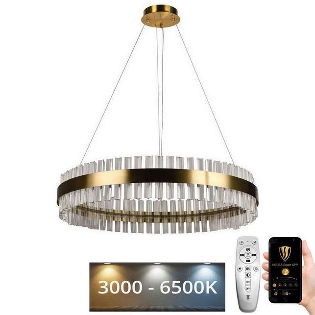 LED Stmívatelný křišťálový lustr na lanku LED/55W/230V 3000-6500K + dálkové ovládání