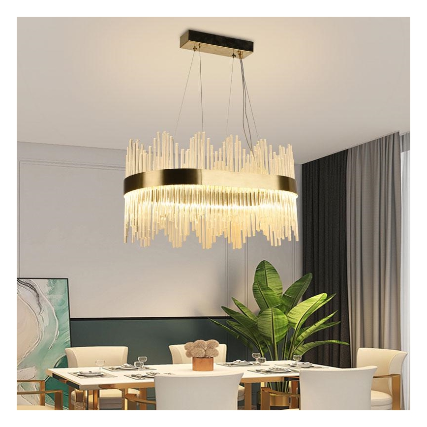 LED Stmívatelný křišťálový lustr na lanku LED/70W/230V 3000-6500K + dálkové ovládání