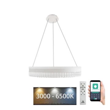 LED Stmívatelný křišťálový lustr na lanku LED/80W/230V 3000-6500K bílá + dálkové ovládání