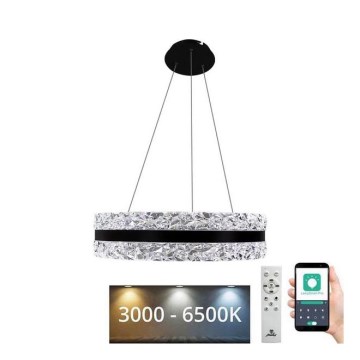 LED Stmívatelný křišťálový lustr na lanku LED/80W/230V 3000-6500K černá + dálkové ovládání