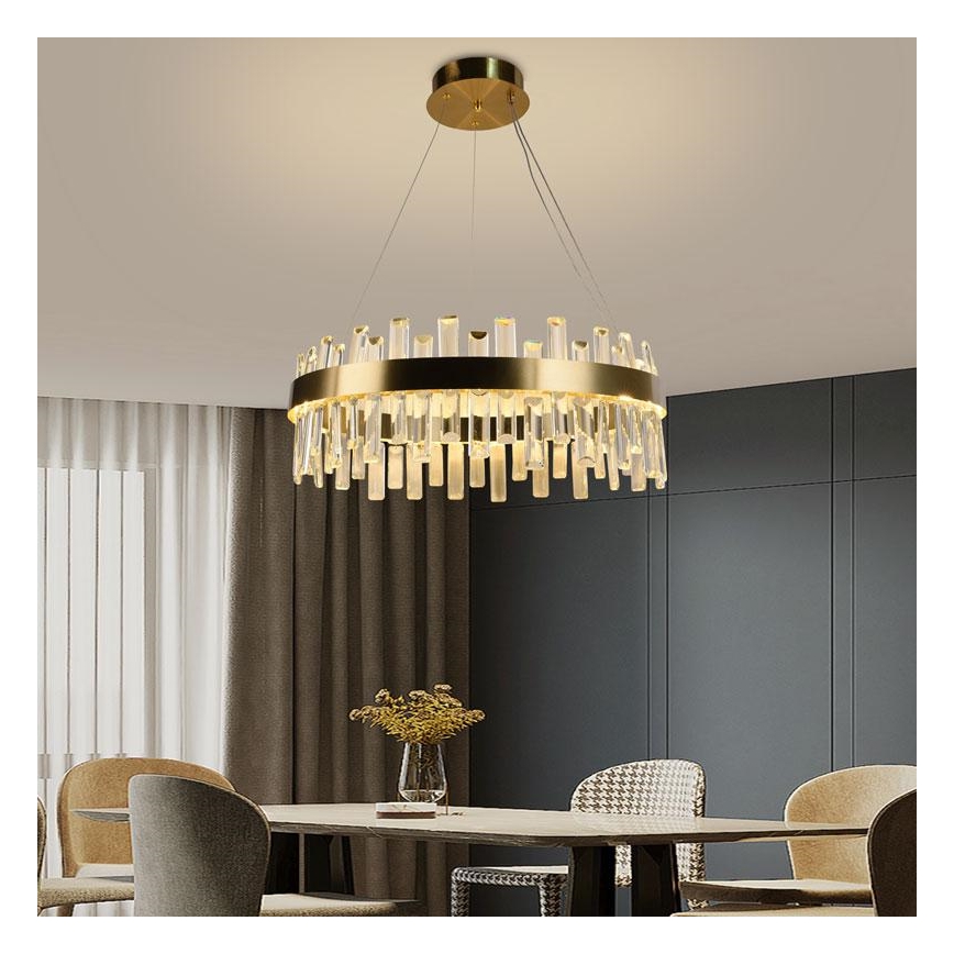 LED Stmívatelný křišťálový lustr na lanku LED/80W/230V 3000-6500K + dálkové ovládání