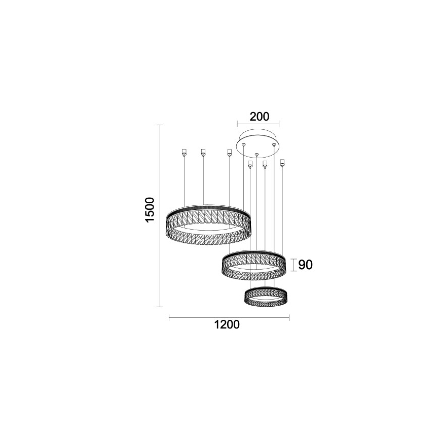 LED Stmívatelný křišťálový lustr na lanku THALIA LED/120W/230V 3000-6000K + dálkové ovládání