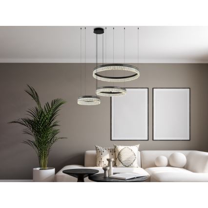 LED Stmívatelný křišťálový lustr na lanku THALIA LED/120W/230V 3000-6000K + dálkové ovládání