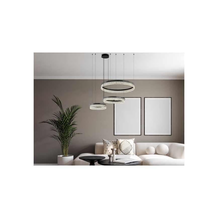 LED Stmívatelný křišťálový lustr na lanku THALIA LED/120W/230V 3000-6000K + dálkové ovládání