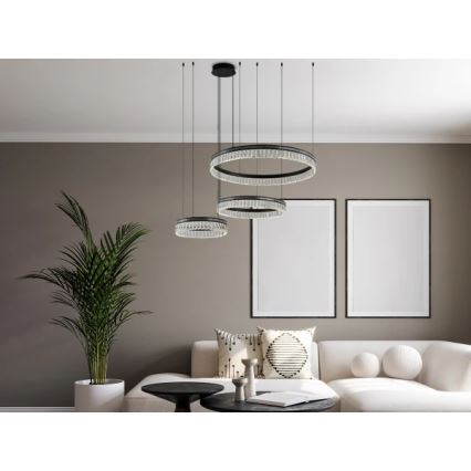 LED Stmívatelný křišťálový lustr na lanku THALIA LED/120W/230V 3000-6000K + dálkové ovládání