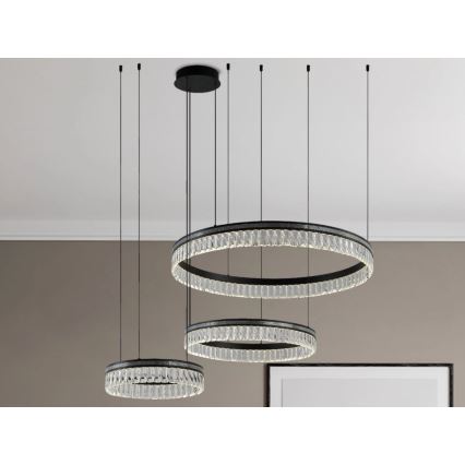 LED Stmívatelný křišťálový lustr na lanku THALIA LED/120W/230V 3000-6000K + dálkové ovládání