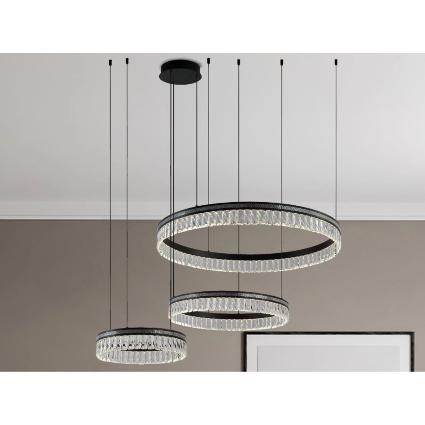 LED Stmívatelný křišťálový lustr na lanku THALIA LED/120W/230V 3000-6000K + dálkové ovládání
