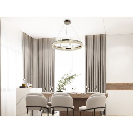 LED Stmívatelný křišťálový lustr na lanku THALIA LED/55W/230V 3000-6000K pr. 80 cm + dálkové ovládání