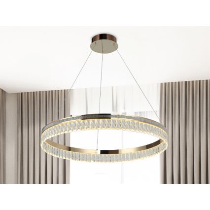LED Stmívatelný křišťálový lustr na lanku THALIA LED/55W/230V 3000-6000K pr. 80 cm + dálkové ovládání
