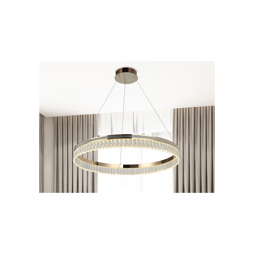 LED Stmívatelný křišťálový lustr na lanku THALIA LED/55W/230V 3000-6000K pr. 80 cm + dálkové ovládání