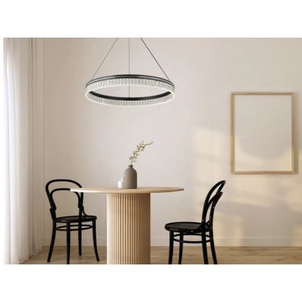 LED Stmívatelný křišťálový lustr na lanku THALIA LED/55W/230V 3000-6000K pr. 80 cm + dálkové ovládání