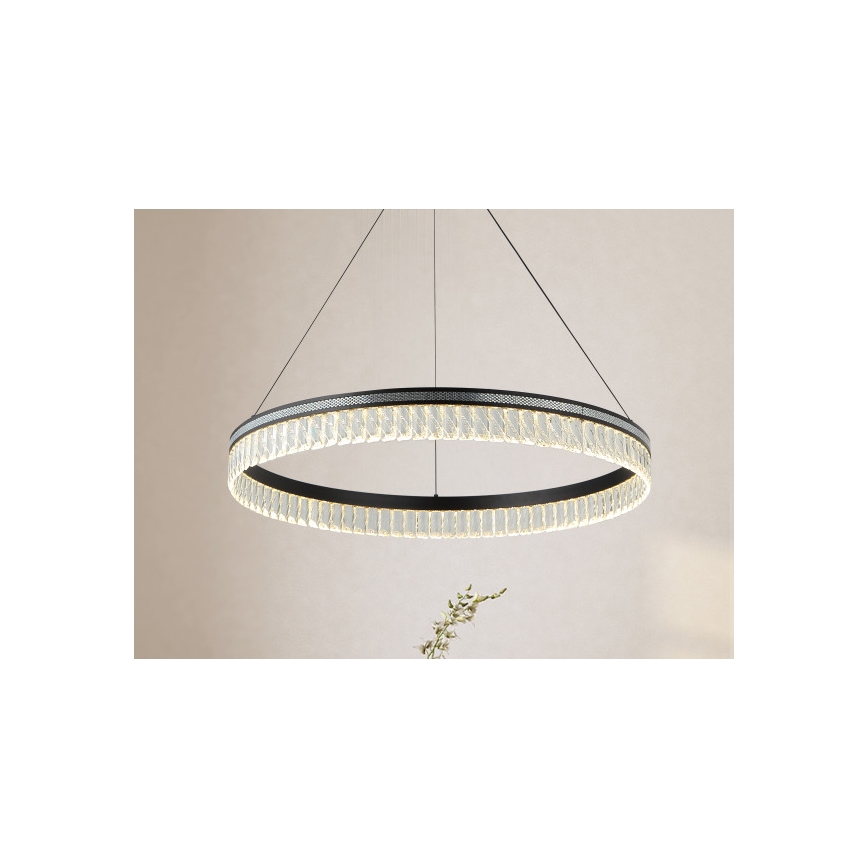 LED Stmívatelný křišťálový lustr na lanku THALIA LED/55W/230V 3000-6000K pr. 80 cm + dálkové ovládání