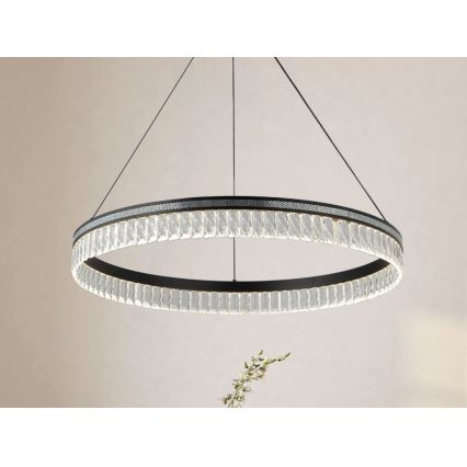 LED Stmívatelný křišťálový lustr na lanku THALIA LED/55W/230V 3000-6000K pr. 80 cm + dálkové ovládání