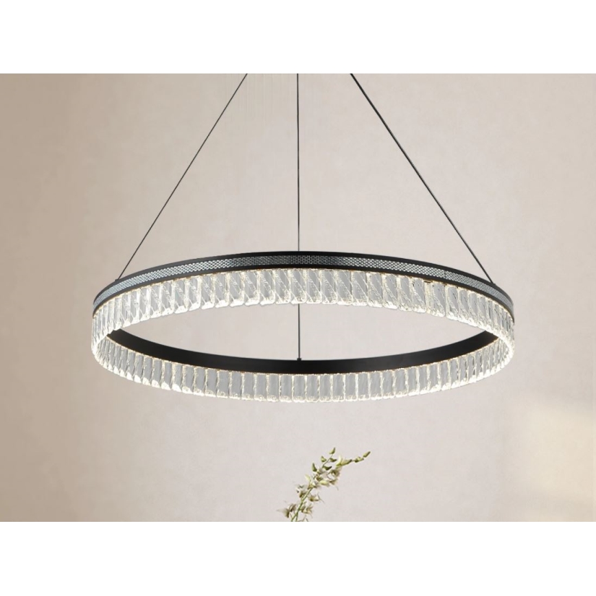 LED Stmívatelný křišťálový lustr na lanku THALIA LED/55W/230V 3000-6000K pr. 80 cm + dálkové ovládání