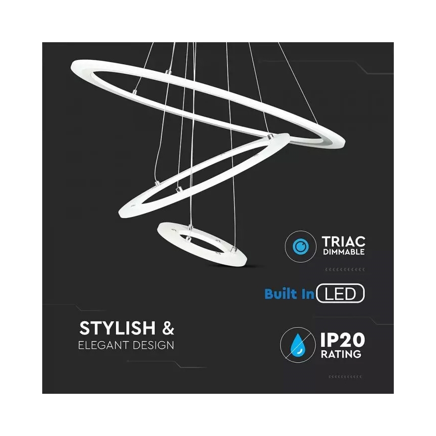 LED Stmívatelný lustr na lanku 3xLED/70W/230V