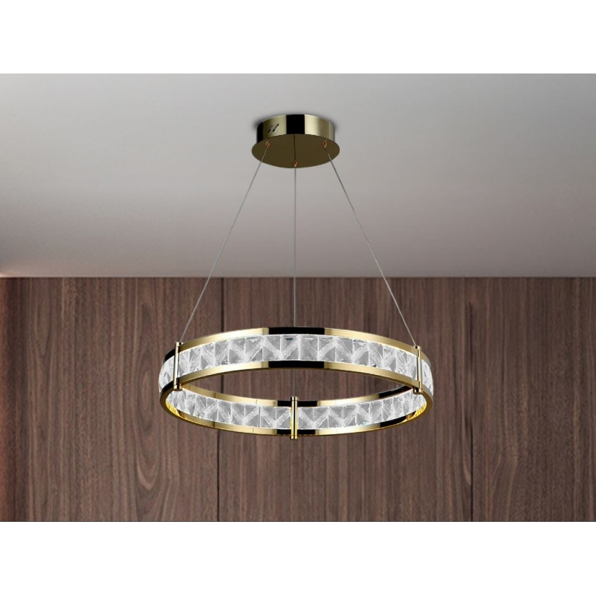 LED Stmívatelný křišťálový lustr na lanku ENRIQUE LED/40W//230V 3000-6000K pr. 60 cm + dálkové ovládání