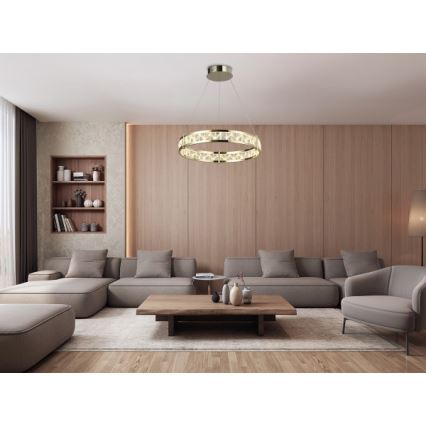 LED Stmívatelný křišťálový lustr na lanku ENRIQUE LED/55W//230V 3000-6000K pr. 80 cm + dálkové ovládání
