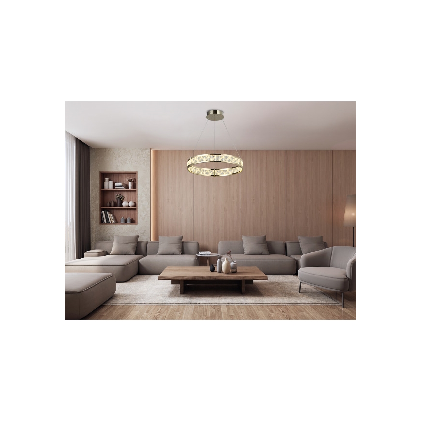 LED Stmívatelný křišťálový lustr na lanku ENRIQUE LED/55W//230V 3000-6000K pr. 80 cm + dálkové ovládání