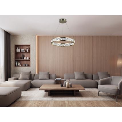 LED Stmívatelný křišťálový lustr na lanku ENRIQUE LED/55W//230V 3000-6000K pr. 80 cm + dálkové ovládání