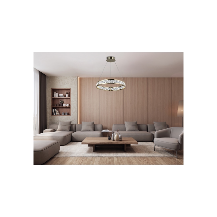 LED Stmívatelný křišťálový lustr na lanku ENRIQUE LED/55W//230V 3000-6000K pr. 80 cm + dálkové ovládání