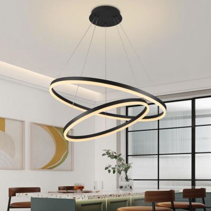 LED Stmívatelný lustr na lanku LED/100W/230V 3000-6500K pr. 80 cm + dálkové ovládání