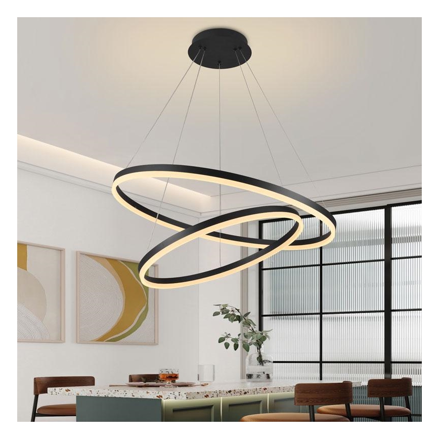 LED Stmívatelný lustr na lanku LED/100W/230V 3000-6500K pr. 80 cm + dálkové ovládání