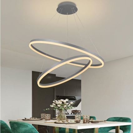 LED Stmívatelný lustr na lanku LED/100W/230V 3000-6500K pr. 80 cm + dálkové ovládání