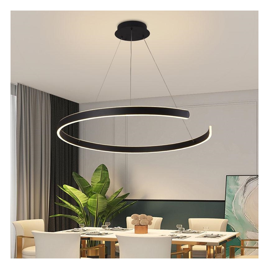 LED Stmívatelný lustr na lanku LED/100W/230V 3000-6500K pr. 80 cm + dálkové ovládání